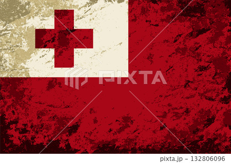 Tonga flag brush stroke grunge style background. Vector illustration. 132806096