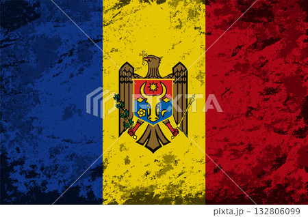 Moldovan flag brush stroke grunge style background. Vector illustration. Moldovan flag brush stroke grunge style background. Vector illustration. 132806099