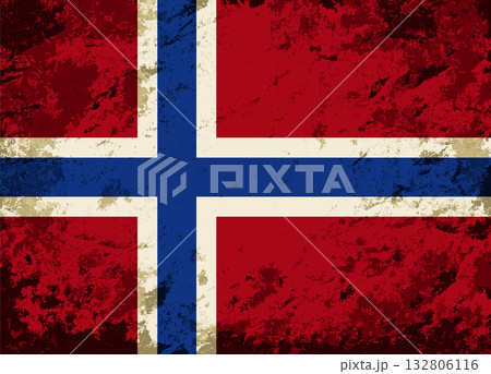 Norwegian flag brush stroke grunge style background. Vector illustration. 132806116