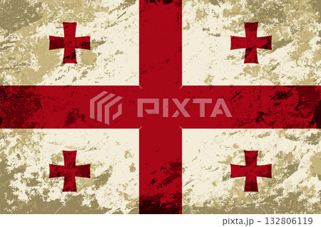 Georgian flag brush stroke grunge style background. Vector illustration. 132806119