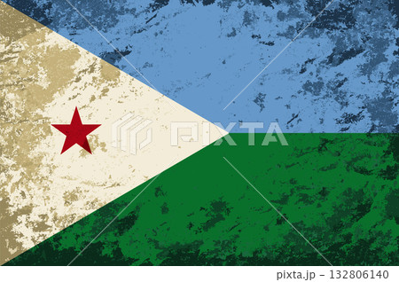 Djibouti flag brush stroke grunge style background. Vector illustration. Djibouti flag brush stroke grunge style background. Vector illustration. 132806140