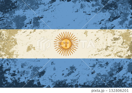Argentinian flag brush stroke grunge style background. Vector illustration. 132806201