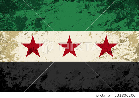 Syrian flag brush stroke grunge style background. Vector illustration. 132806206