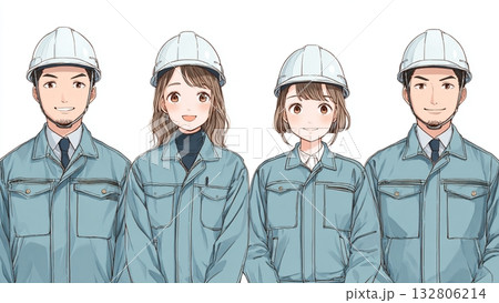作業服を着た若い男女社員 作業服を着た若い男女社員 132806214
