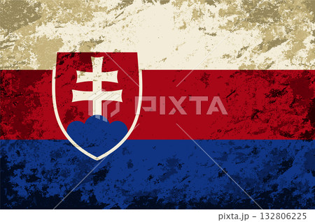 Slovakian flag brush stroke grunge style background. Vector illustration. 132806225