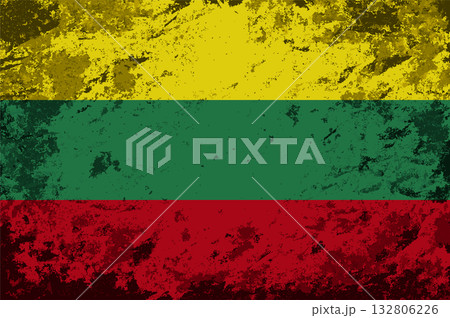 Lithuanian flag brush stroke grunge style background. Vector illustration. 132806226