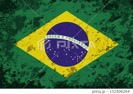 Brazilian flag brush stroke grunge style background. Vector illustration. 132806264