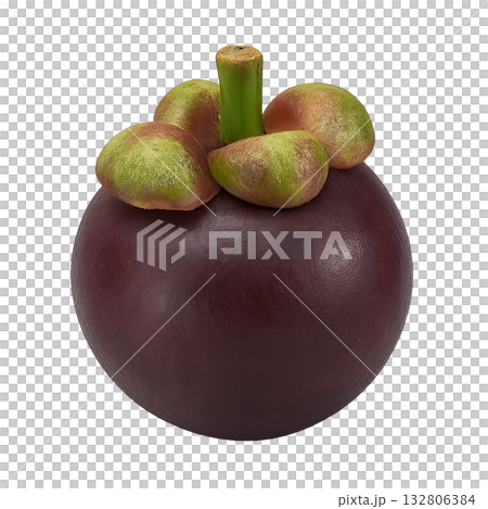 マンゴスチンのリアルタッチな背景透過された切り抜きイラスト マンゴスチンのリアルタッチな背景透過された切り抜きイラスト 132806384