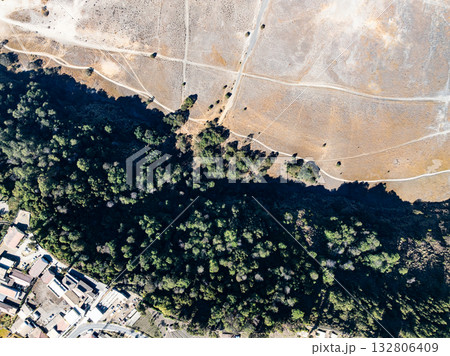 Aerial view top down of Volcano land texture, Abstract nature Background at Bromo volcano indonesia Aerial view top down of Volcano land texture, Abstract nature Background at Bromo volcano indonesia 132806409