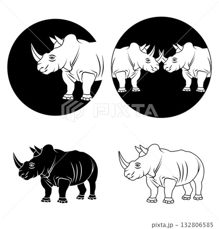 one-horned rhinoceros icon design 132806585