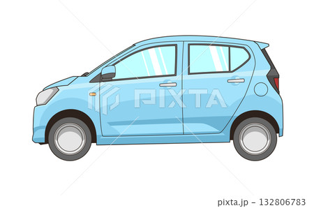 青い軽自動車のベクター素材イラストセット 132806783