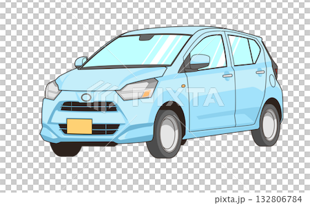 青い軽自動車のベクター素材イラストセット 132806784