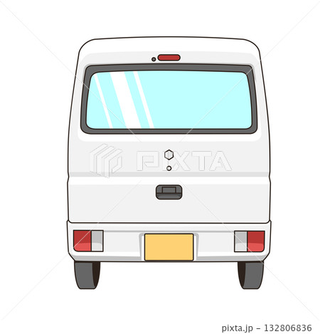 白い軽バンのベクター素材イラスト 白い軽バンのベクター素材イラスト 132806836