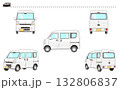 白い軽バンのベクター素材イラストセット 132806837