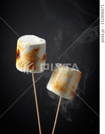Toasted marshmallows with smoke. Toasted marshmallows with smoke. 132806871