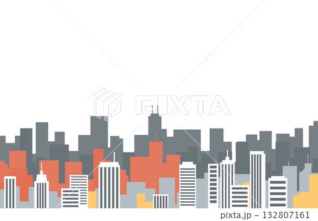 都市のスカイラインとビル街のシルエット背景 132807161