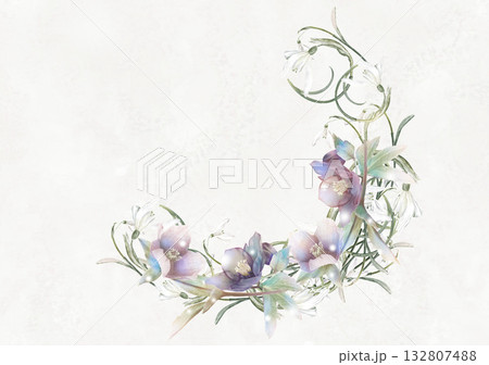 スノードロップとクリスマスローズの花枠2 132807488
