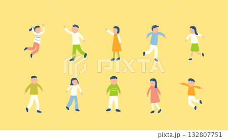 秋を過ごす子どもたちのイラストセット 秋を過ごす子どもたちのイラストセット 132807751