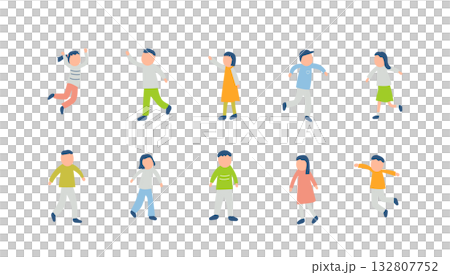 秋を過ごす子どもたちのイラストセット 132807752