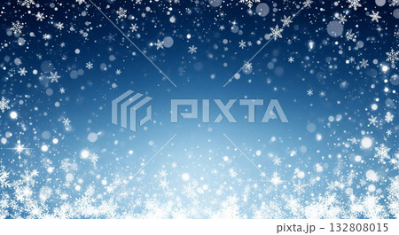 雪の結晶が降り注ぐキラキラ背景 132808015