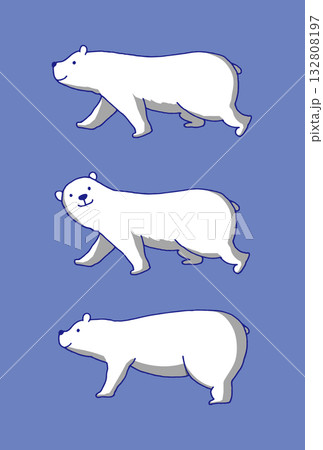 歩くしろくまのイラストセット(かわいい・動物・北極) 歩くしろくまのイラストセット(かわいい・動物・北極) 132808197