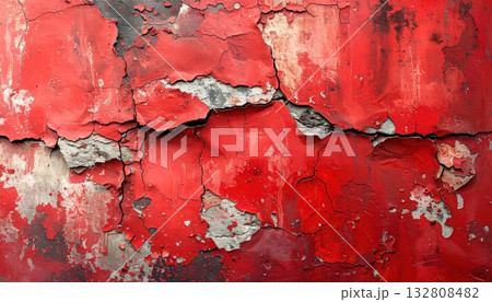 《AI画像》劣化した赤い壁 132808482