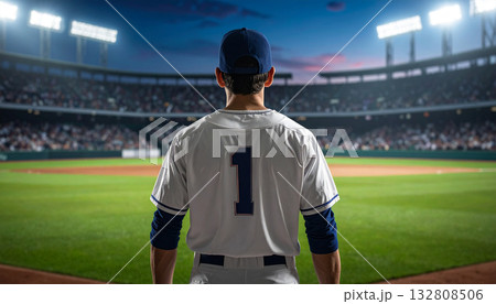 野球選手の後ろ姿（AI生成画像） 132808506