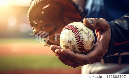 野球選手の手元イメージ（AI生成画像） 132808507