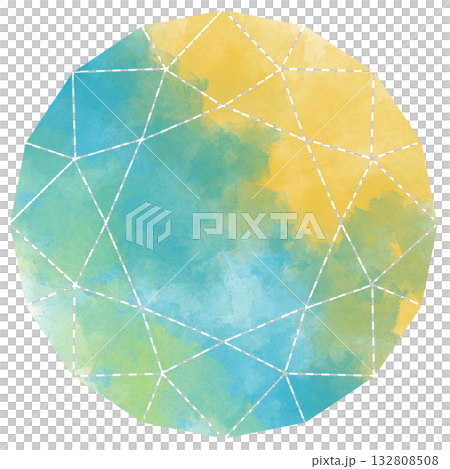 深藍色和黃色鋯石切割水彩材料 132808508