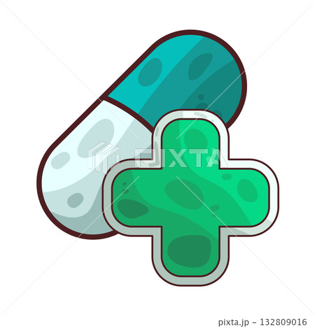 illustration of Capsule with Plus Sign 132809016