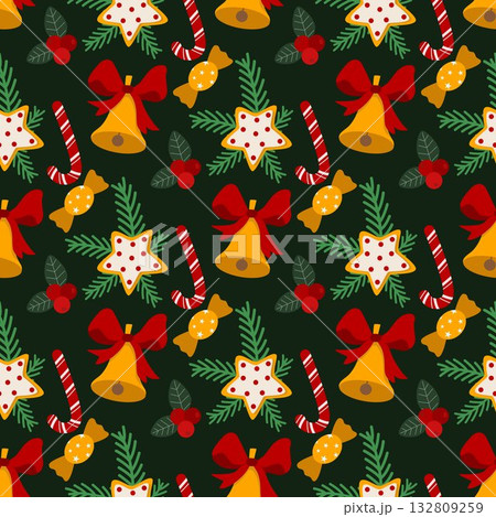 Bright colorful Christmas seamless pattern Bright colorful Christmas seamless pattern 132809259