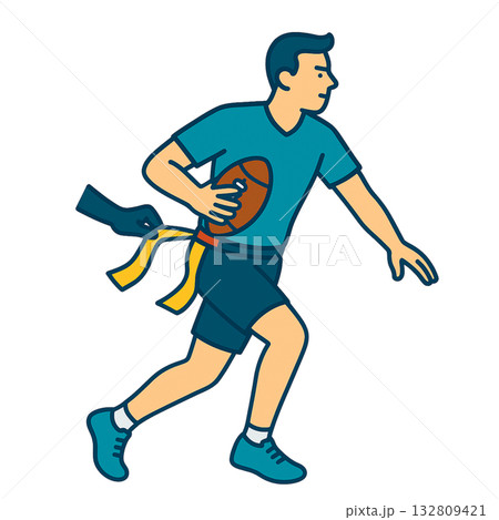 フラッグフットボールでフラッグをとられる男性 132809421