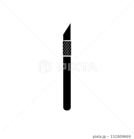 craft knife icon silhouette simple cutting tool with grip handle for diy art design paper and hobby projects isolated illustration 132809669