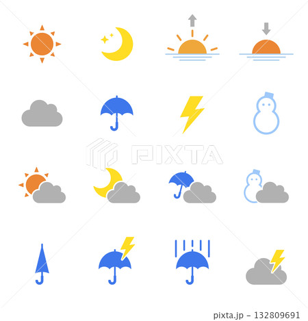 かわいい天気アイコンセット 132809691