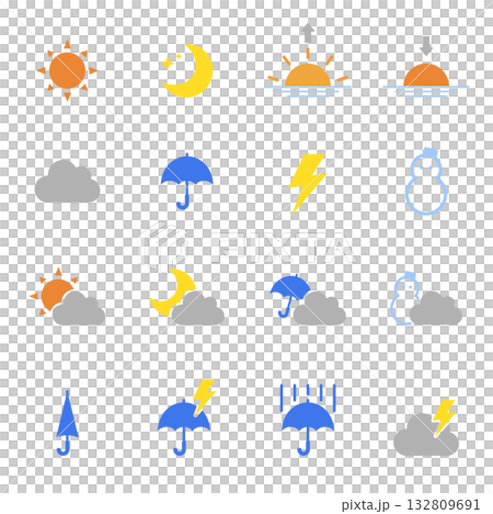 かわいい天気アイコンセット 132809691