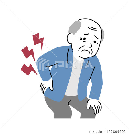 シンプルなタッチの腰痛に悩む男性 シンプルなタッチの腰痛に悩む男性 132809692