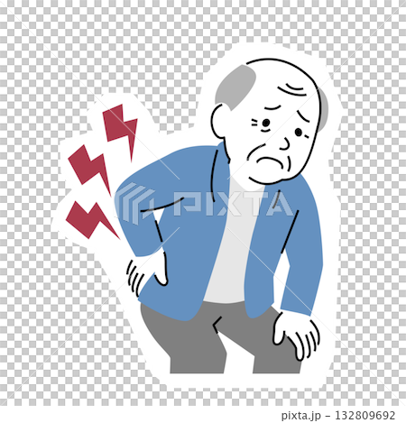 シンプルなタッチの腰痛に悩む男性 シンプルなタッチの腰痛に悩む男性 132809692