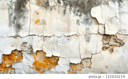 《AI画像》劣化して崩れ始めたコンクリートの壁 《AI画像》劣化して崩れ始めたコンクリートの壁 132810219