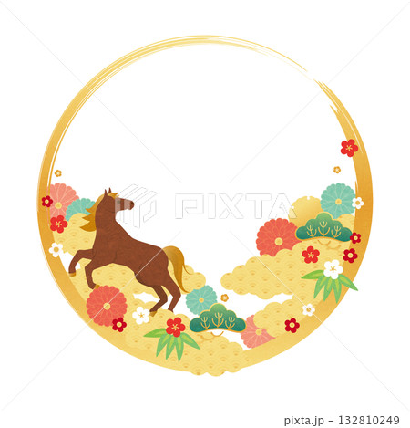 午年-年賀状素材フレーム3 午年-年賀状素材フレーム3 132810249