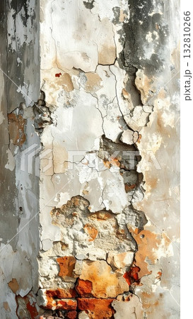 《AI画像》劣化して崩れ始めたコンクリートの壁 《AI画像》劣化して崩れ始めたコンクリートの壁 132810266