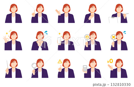 クライアント向け営業シーンのビジネス人物イラストセット 132810330