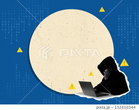Hooded figure depicting hacker threat in cybersecurity context. Vector illustration Hooded figure depicting hacker threat in cybersecurity context. Vector illustration 132810344