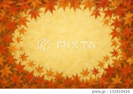 フレーム素材 紅葉 もみじ 秋 油彩画 フレーム素材 紅葉 もみじ 秋 油彩画 132810426