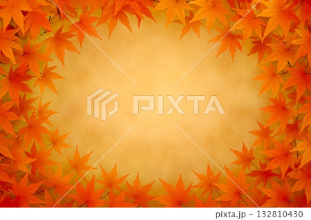 フレーム素材　紅葉　もみじ　秋　フォトリアル 132810430