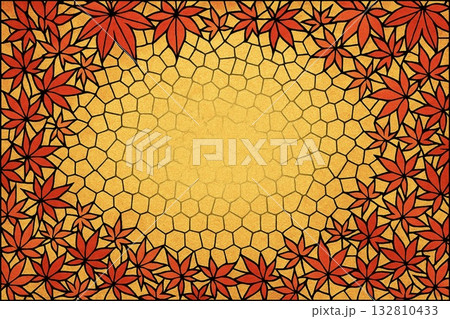 フレーム素材 紅葉 もみじ 秋 ステンドグラス調 フレーム素材 紅葉 もみじ 秋 ステンドグラス調 132810433
