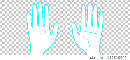 Simple hand icon, palm and back of hand, refreshing blue-green, front and back set Simple hand icon, palm and back of hand, refreshing blue-green, front and back set 132810445