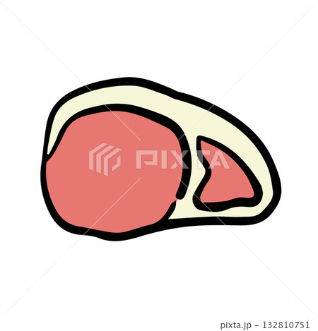手描きのかんたんシンプルな食品イラスト豚の赤身_輪郭線あり 手描きのかんたんシンプルな食品イラスト豚の赤身_輪郭線あり 132810751