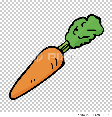 にんじんイラスト手描きのかんたんシンプルな食品_輪郭あり 132810893