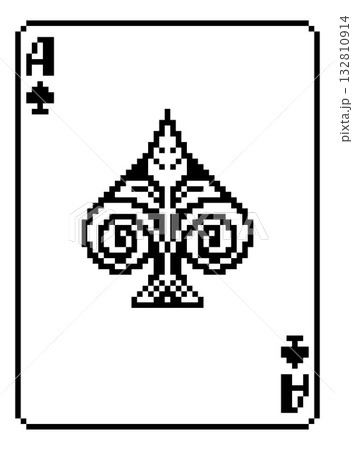 Pixel Art Style Ace of Spades Playing Card Design 132810914
