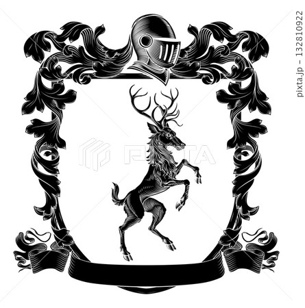 Heraldry Stag Deer Coat of Arms Heraldic Shield 132810922